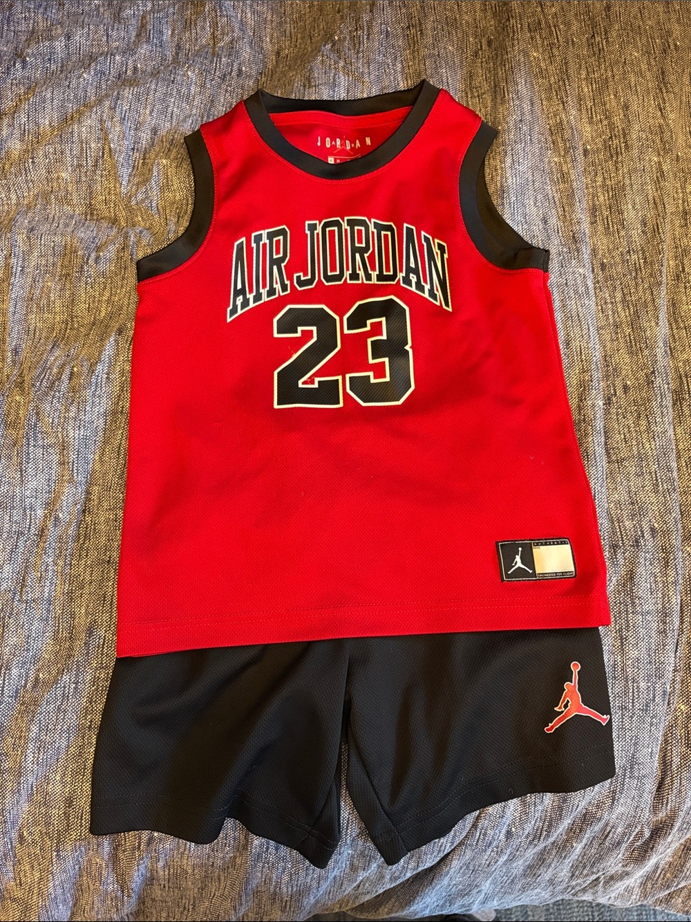 Jordan Red & Black Kids Basketball Tank Top Plus shorts with 23 Graphic